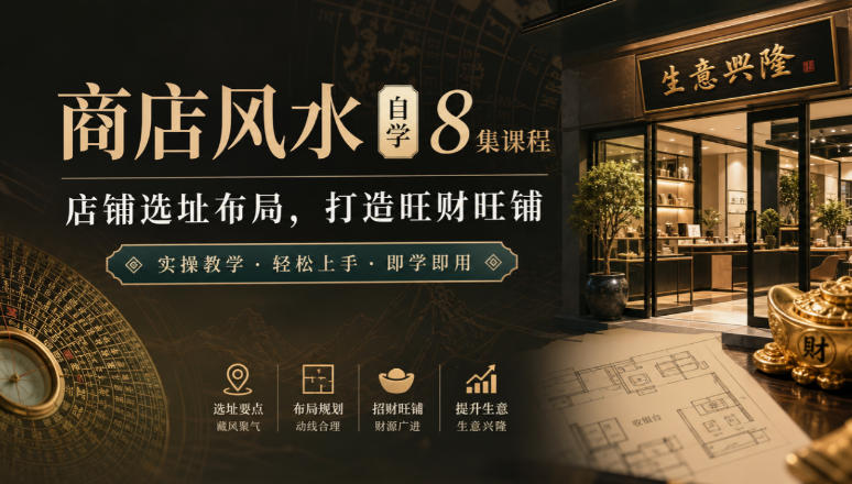 商店风水自学8集课程|店铺选址布局,打造旺财旺铺实操教学-副业资源网