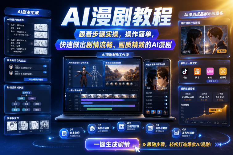 AI漫剧教程,跟着步骤实操,操作简单,快速做出剧情流畅、画质精致的AI漫剧-副业资源网