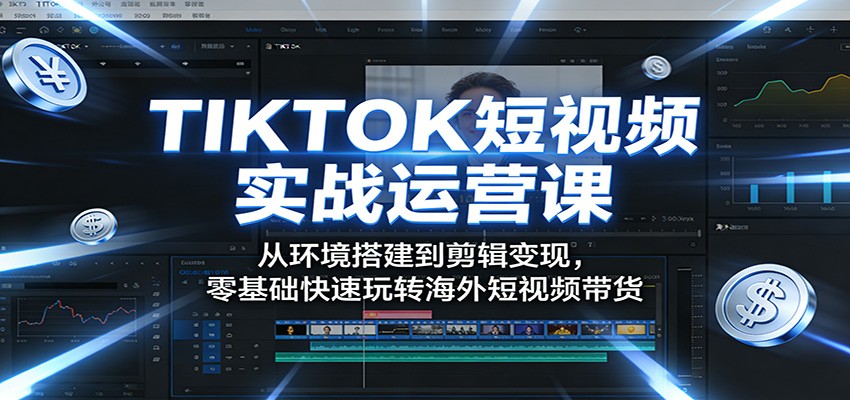 TIKTOK短视频实战运营课：从环境搭建到剪辑变现，零基础快速玩转海外短视频带货-副业资源网