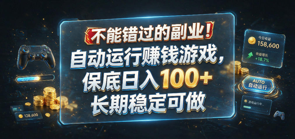 不能错过的副业!自动运行賺钱游戏,保底日入100+,长期稳定可做【揭秘】-副业资源网