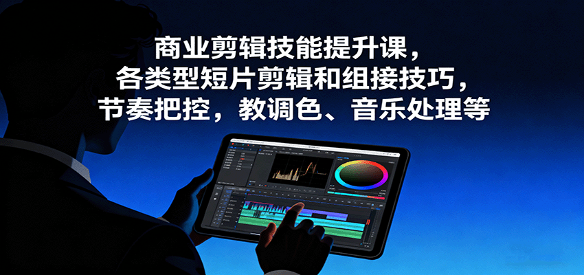 商业剪辑技能提升课，各类型短片剪辑和组接技巧，节奏把控，教调色、音乐处理等-副业资源网