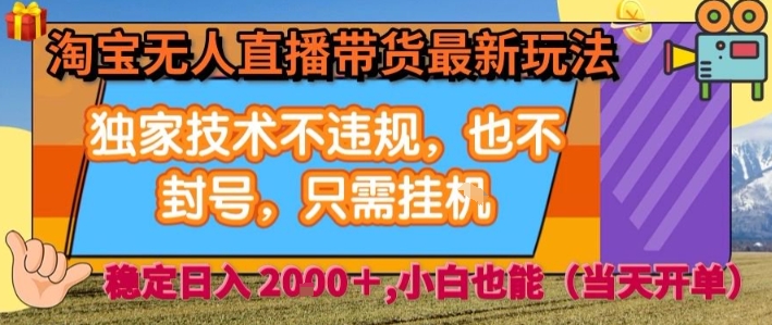 淘宝无人直播带货最新玩法，独家技术不违规，也不封号，全自动运行，只需挂着， 稳定日入2k【揭秘】-副业资源网