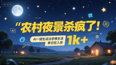 农村夜景杀疯了！AI一键生成治愈系慢生活，单日狂入1k+-副业资源网