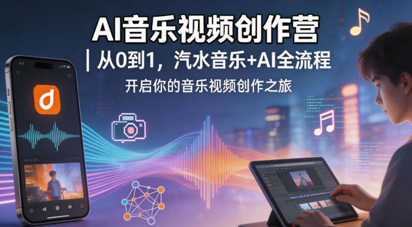 AI音乐视频创作营｜从0到1，汽水音乐+AI全流程，开启你的音乐视频创作之旅-副业资源网