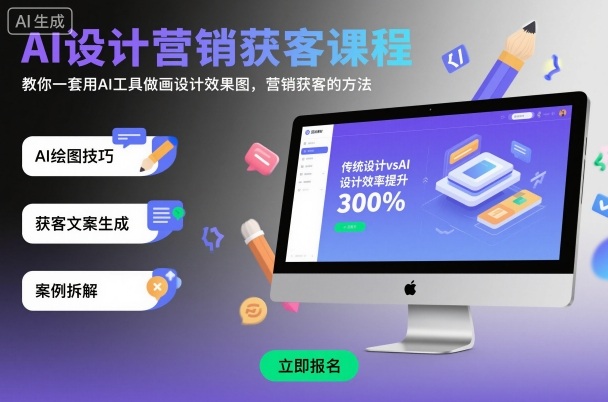 AI设计营销获客课程,教你一套用AI工具做画设计效果图,营销获客的方法-副业资源网