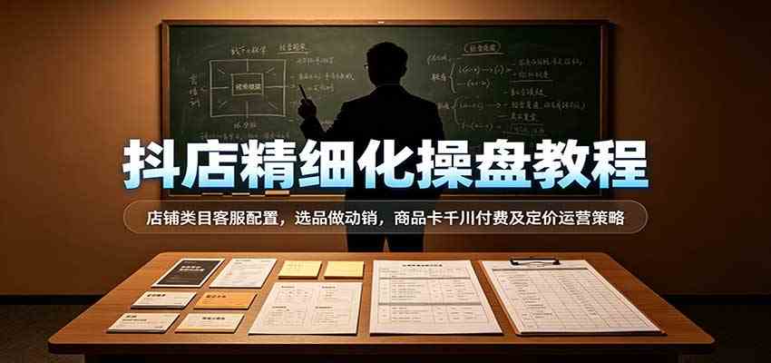 抖店精细化操盘教程：店铺类目客服配置，选品做动销，商品卡千川付费及定价运营策略-副业资源网