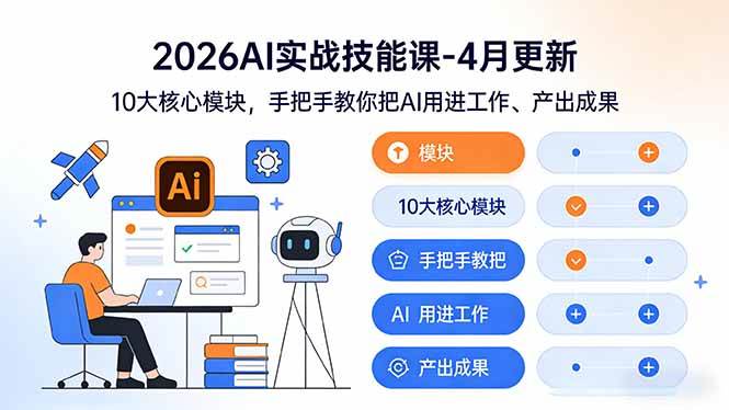 （17941期）2026AI实战技能课-4月更新：10大核心模块，手把手教你把AI用进工作、产出成果-副业资源网
