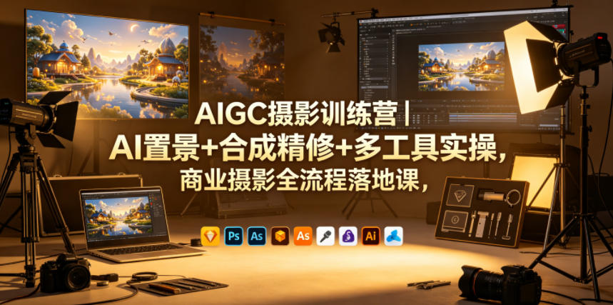AIGC摄影训练营｜AI置景+合成精修+多工具实操，商业摄影全流程落地课-副业资源网