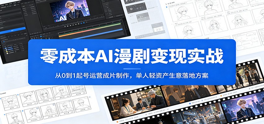 零成本AI漫剧变现实战：从0到1起号运营成片制作，单人轻资产生意落地方案-副业资源网
