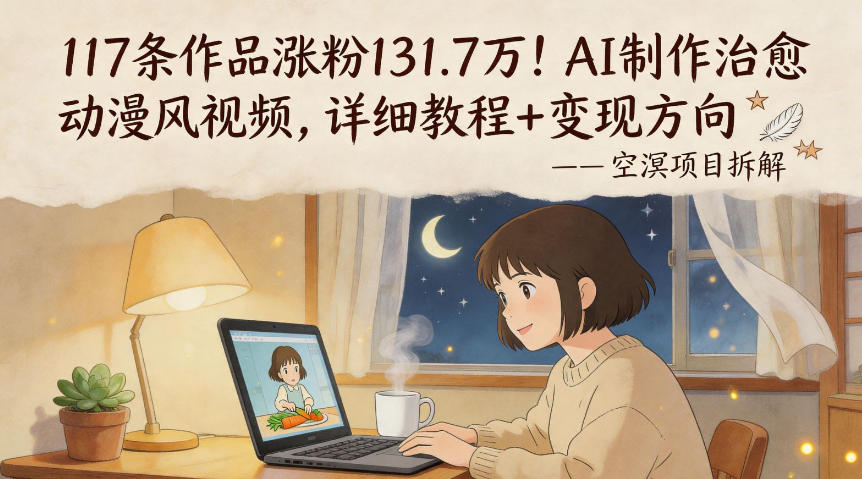 117条作品涨粉131.7W！AI制作治愈动漫风视频，详细教程+变现方向-副业资源网