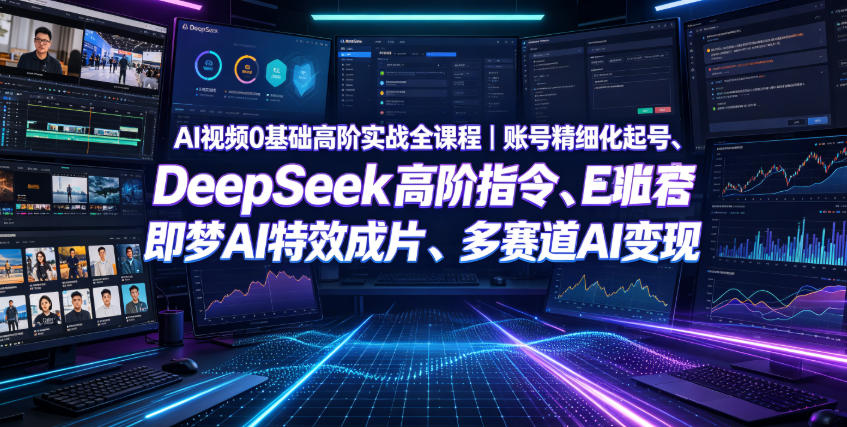 AI视频0基础高阶实战全课程｜账号精细化起号、DeepSeek高阶指令、即梦AI特效成片、多赛道AI短视频量产变现-副业资源网