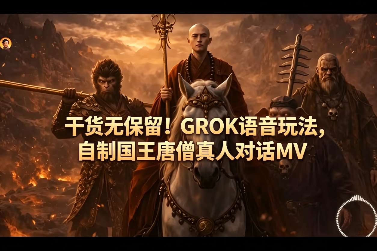 干货无保留！GROK语音玩法，自制国王唐僧真人对话MV-副业资源网