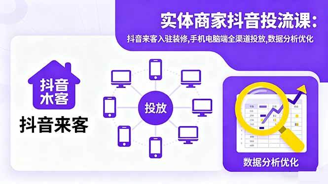 （16313期）实体商家抖音投流课:抖音来客入驻装修,手机电脑端全渠道投放,数据分析优化-副业资源网