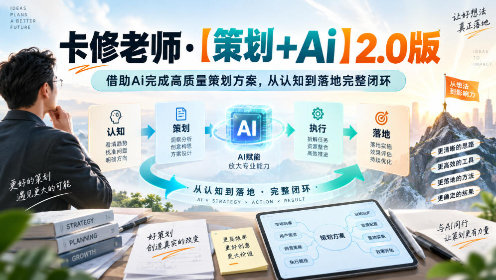 卡修老师·【策划+Ai】2.0版借助Ai完成高质量策划方案,从认知到落地完整闭环-副业资源网