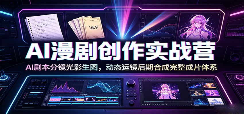 AI漫剧创作实战营：AI剧本分镜光影生图，动态运镜后期合成完整成片体系-副业资源网