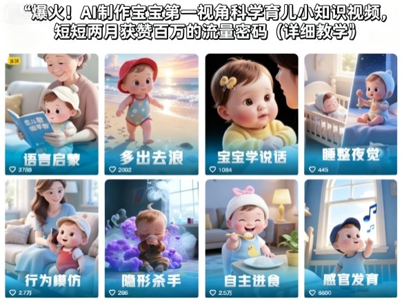 爆火！AI制作宝宝第一视角科学育儿小知识视频，短短两月获赞百万的流量密码（详细教学）-副业资源网