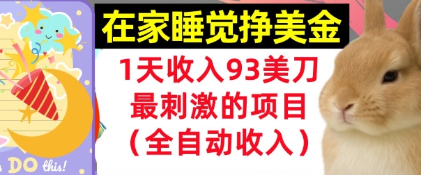在家挣美金，1天收入93刀，最刺激的项目，0门槛，自动收入(首次公开)-副业资源网
