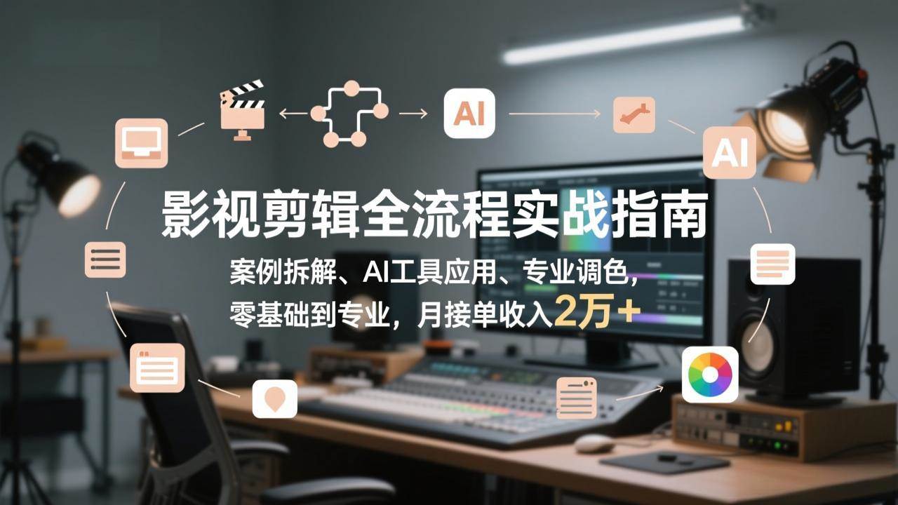 （17338期）影视剪辑全流程实战指南，案例拆解、AI工具应用、专业调色，零基础到专业，月接单收入2万+-副业资源网