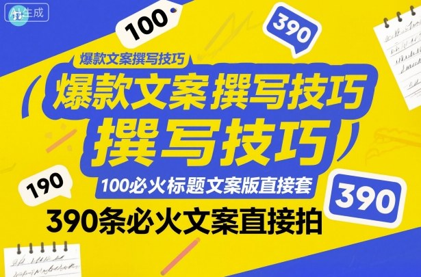 爆款文案撰写技巧,100个必火标题文案模版直接套,390条必火文案直接拍-副业资源网