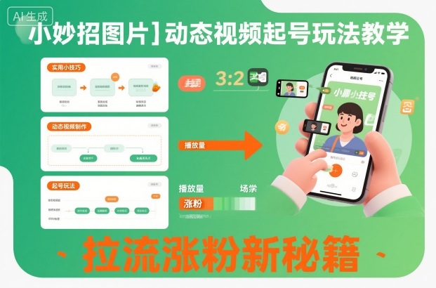 小妙招图片＋动态视频起号玩法教学，拉流涨粉新秘籍-副业资源网