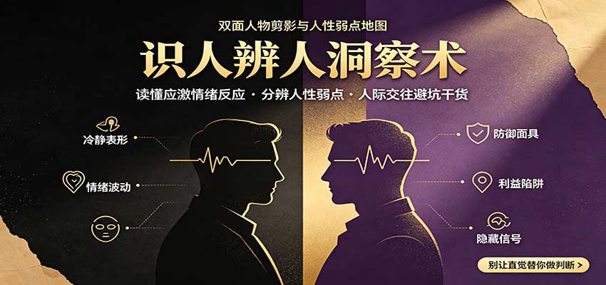识人辨人终极心法：读懂应激情绪反应，分辨人性弱点，人际交往避坑干货-副业资源网
