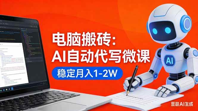 （17582期）电脑搬砖：AI自动代写微课，稳定月入1-2W，提供接单渠道，0门槛小白可做！-副业资源网