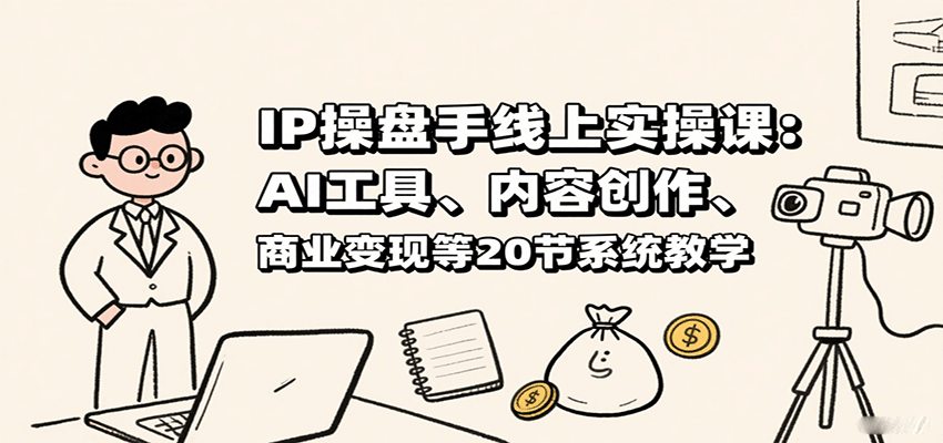 IP操盘手线上实操课：AI工具、内容创作、商业变现等20节系统教学-副业资源网