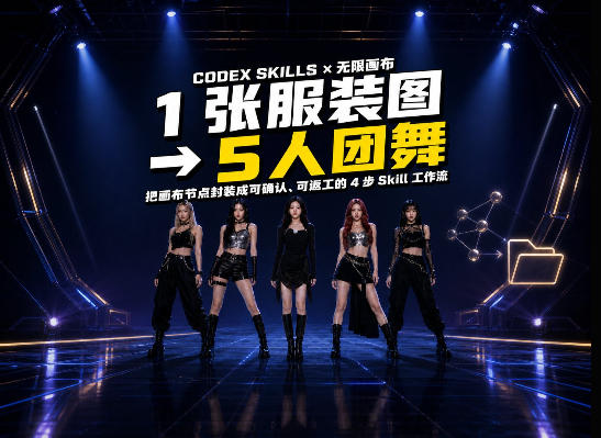 一张服装图生成五人团舞视频:我把 Codex+无限画布工作流做成了Skill-副业资源网