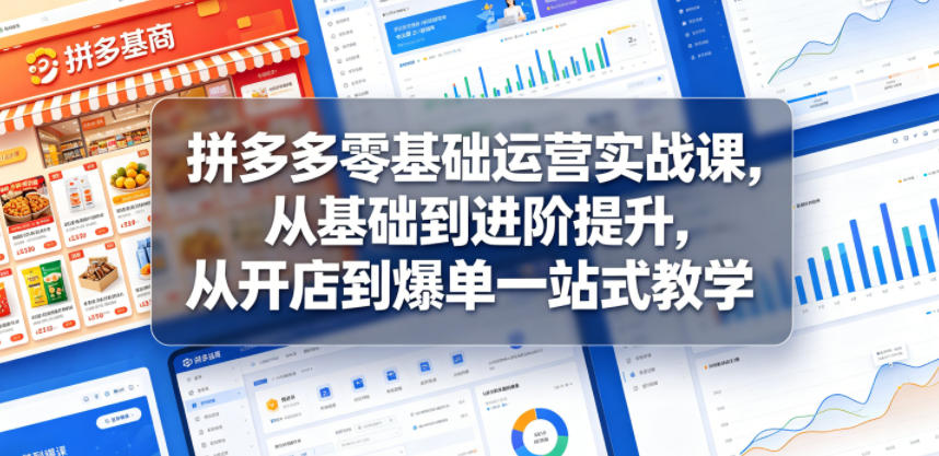 拼多多零基础运营实战课，从基础到进阶提升，从开店到爆单一站式教学-副业资源网