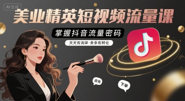 美业精英短视频流量课，掌握抖音流量密码，天天有询单，条条有转化-副业资源网