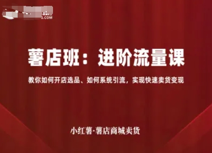 小红薯薯店商城卖货，进阶流量课，教你如何开店选品、如何系统引流，实现快速卖货变现-副业资源网
