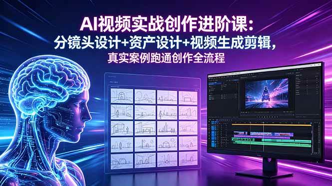 （18596期）AI视频实战创作进阶课：分镜头设计+资产设计+视频生成剪辑，真实案例跑通创作全流程-副业资源网