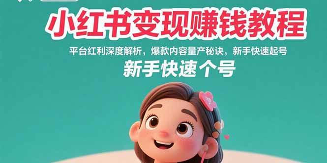 （15559期）小红书变现赚钱教程：平台红利深度解析，爆款内容量产秘诀，新手快速起号-副业资源网
