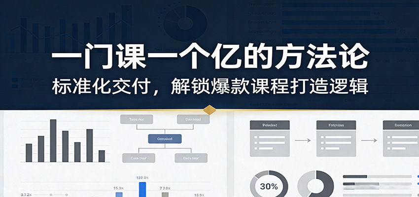 一门课一个亿的方法论：标准化交付，解锁爆款课程打造逻辑-副业资源网