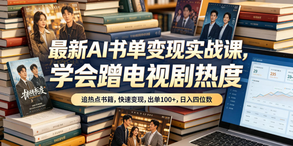 最新AI书单变现实战课，学会蹭电视剧热度，追热点书籍，快速变现，出单100+，日入四位数-副业资源网