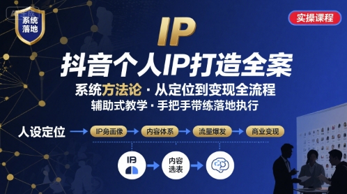 抖音个人IP系统落地实操大课，实操课程，辅助落地-副业资源网