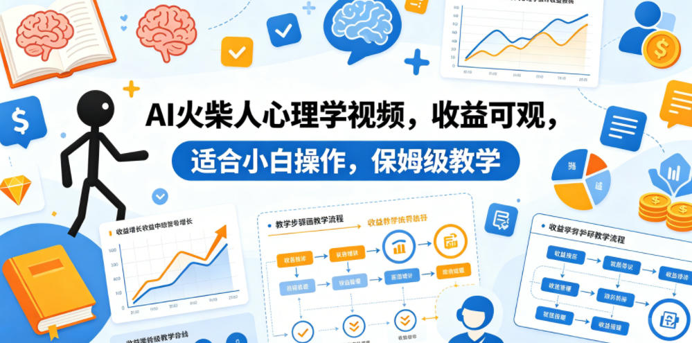 AI火柴人心理学视频，收益可观，适合小白操作，保姆级教学-副业资源网