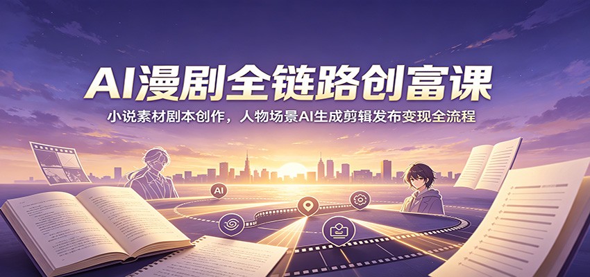 AI漫剧全链路创富课：小说素材剧本创作，人物场景AI生成剪辑发布变现全流程-副业资源网
