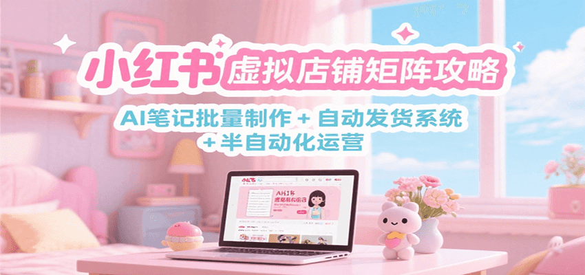 小红书虚拟店铺矩阵攻略：AI笔记批量制作 + 自动发货系统 + 半自动化运营-副业资源网