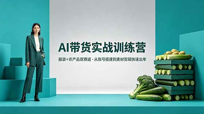 （18355期）AI带货实战训练营，服装+农产品双赛道，从账号搭建到素材剪辑快速出单-副业资源网