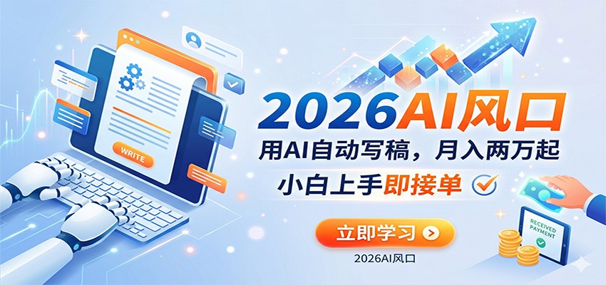 AI赚钱的新风口，用AI自动写稿，月入两万起，小白上手即接单-副业资源网