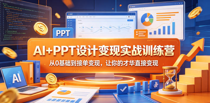 AI+PPT设计变现实战训练营，从0基础到接单变现，让你的才华直接变现-副业资源网
