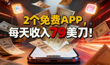 2个免费APP,轻松挣美刀,1天收入79刀,0门槛,当天就有收入-副业资源网