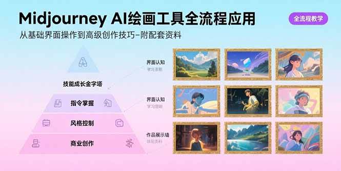 （15628期）Midjourney AI绘画工具全流程应用，从基础界面操作到高级创作-附配套资料-副业资源网
