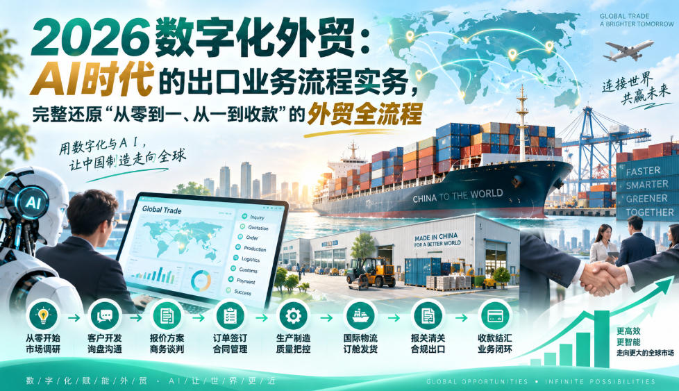 2026数字化外贸：AI时代的出口业务流程实务，完整还原”从零到一、从一到收款”的外贸全流程-副业资源网