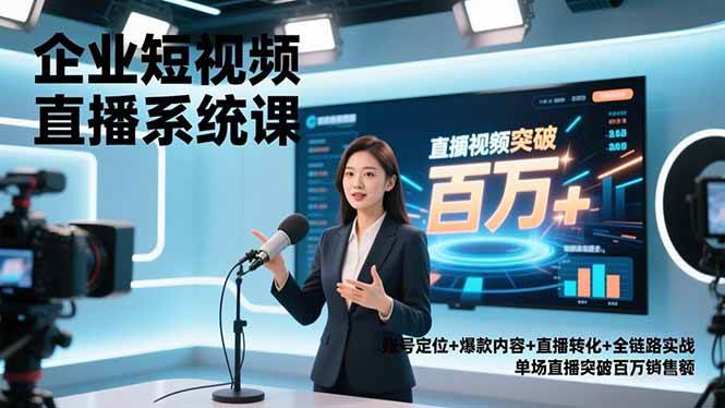 （16878期）企业短视频直播系统课，账号定位+爆款内容+直播转化+全链路实战，单场直播突破百万销售额-副业资源网
