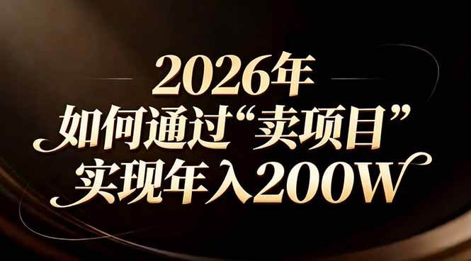 （17309期）站在2026年的十字路口：一个普通人如何通过卖项目实现年入200万-副业资源网