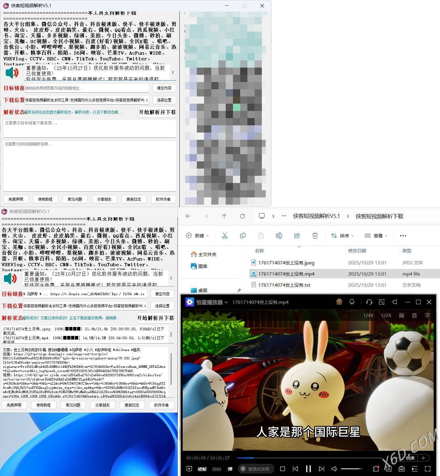 侠客多平台短视频解析去水印工具 V5.1-副业资源网