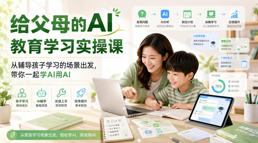 给父母的AI教育学习实操课,从辅导孩子学习的场景出发,带你一起学AI用AI-副业资源网