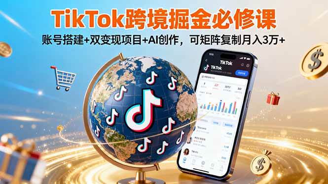 （16003期）TikTo跨境掘金必修课，账号搭建+双变现项目+AI创作，可矩阵复制月入3万+-副业资源网